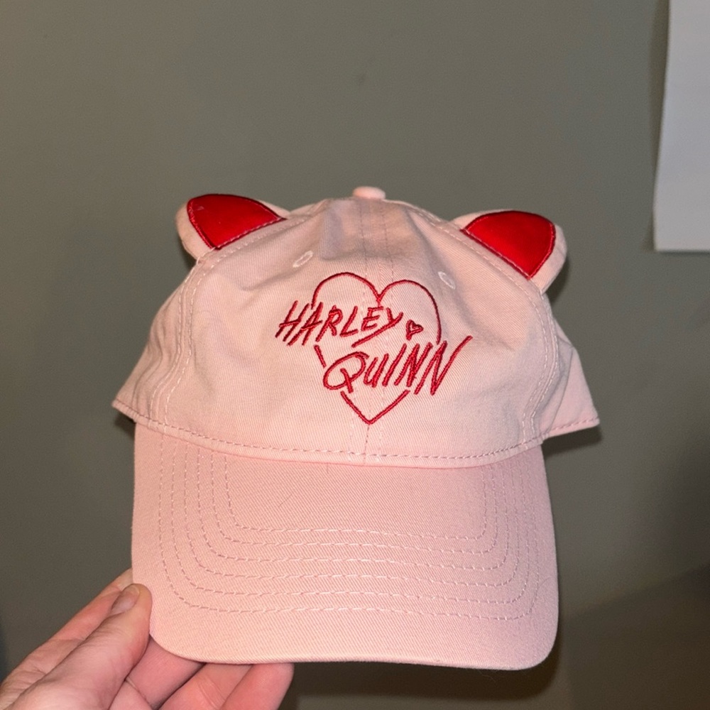 New DC COMICS BIRDS OF PREY HARLEY QUINN CAT EARS PINK STRAPBACK BASEBALL CAP